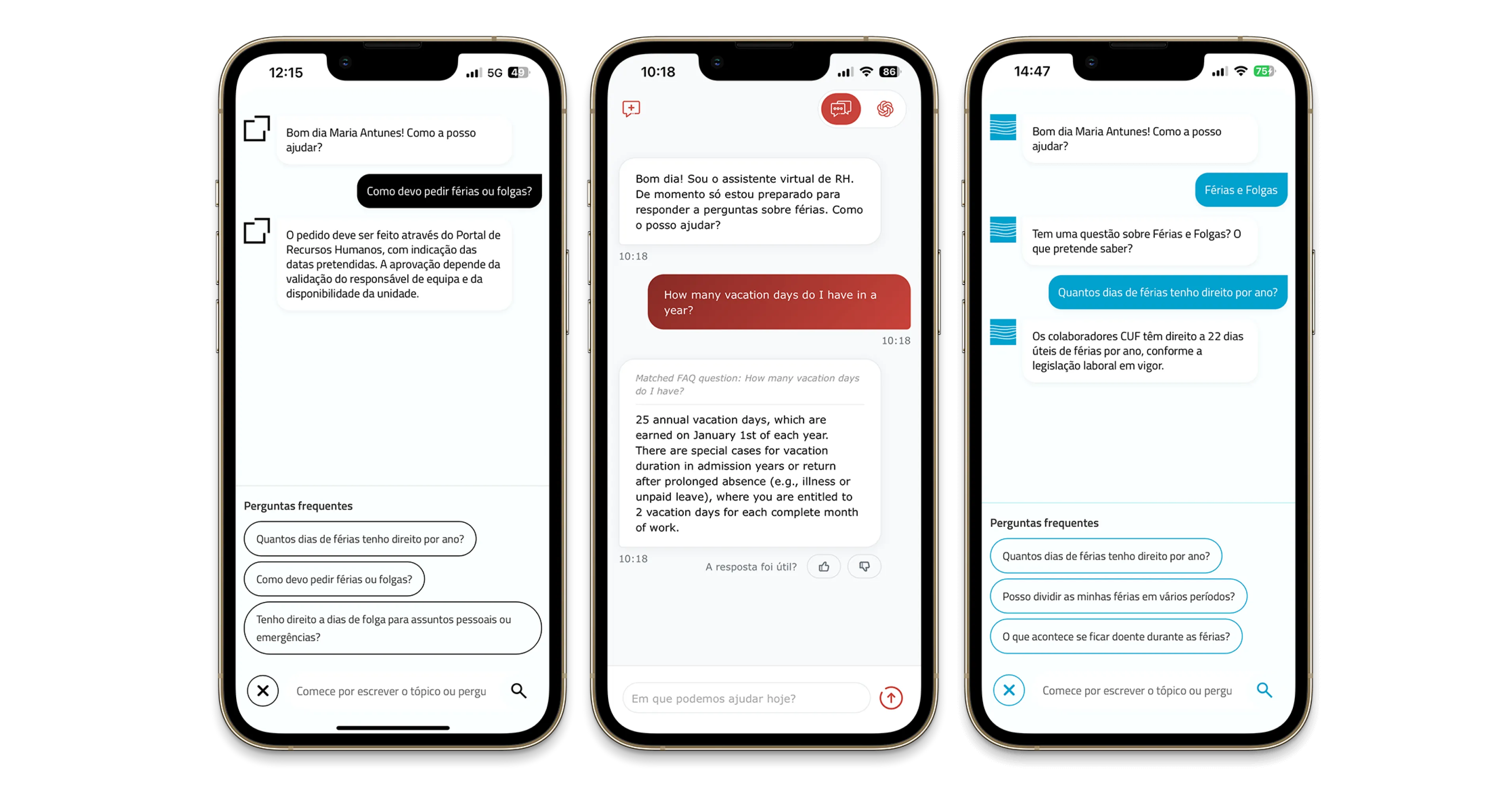 Mobile view of the FAQ Chatbot module