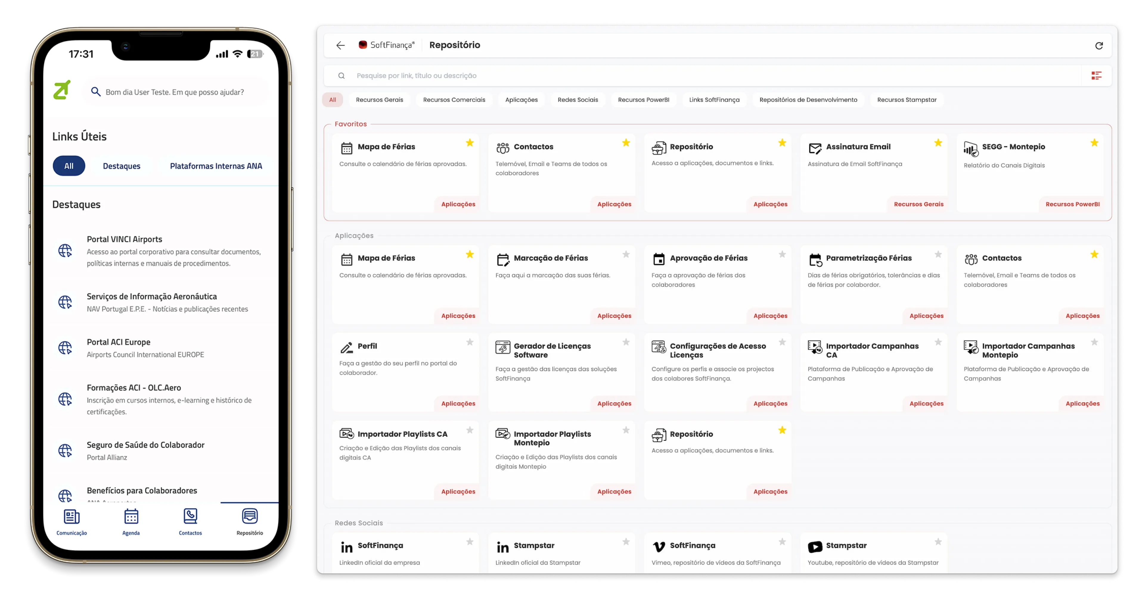 Mobile and desktop views of the General Resources / Repository module
